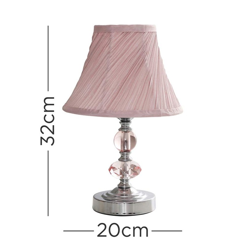 MiniSun | Modern Polished Chrome and Pink Touch Table Lamp