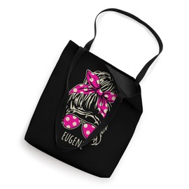 City of Eugene Messy Hair Bun Ribbon Sunglasses Design Tote Bag