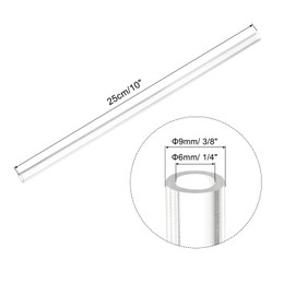 sourcing map Acrylic Pipe Clear Rigid Round Plastic Tube 6mm(1/4 inch) ID 9mm(3/8 inch) OD 10" for Lamps and Lanterns, Water Cooling System