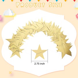 Spakon Spakon 65 Feet Glitter Star Paper Garland Banner Hanging Decoration Gold Star Streamers Double Side 2025 Graduation Decorations for Wedding Birthday Festival New Year Party Decoration