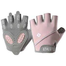 Workout Gloves Women & Men, Semisolid Silica Gel Anti-Slip Weight Lifting Gloves for Women, Breathable Womens Workout Glove Fitness Glove (Pink, Large)