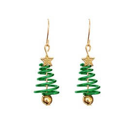 Cute Christmas Tree Star Ornament Long Dangle Drop Earrings for Women Sensitve Ear Lovely Green Lightweight Hook Dangling Hypoallergenic New Year Festival Party Xmas Gift