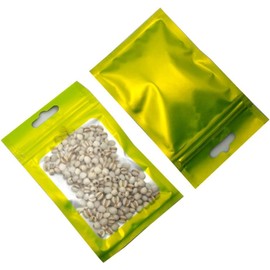 Ozchillon 100 Pieces Resealable Mylar Bags with Zipper lock and Clear Window Bags Packaging Bags Foil Pouch Zip lock Bags for Food Self Sealing Storage Jewellery Parts Supplies (Green, 9x16cm)