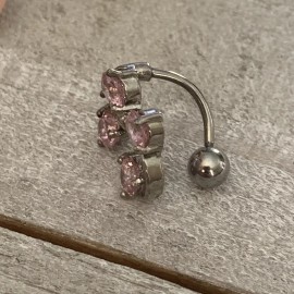Unbranded 16g Pink Gem Vine Reverse Top Down Dangle Belly Button Navel Ring US seller