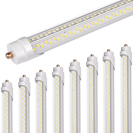 ONLYLUX 8 Foot LED Bulbs,90W 5000K 12150lm, T8 T10 T12 8ft LED Bulbs Fluorescent Light Replacement, FA8 Single Pin V Shaped LED Tube Light, Clear Cover (8 Pack)