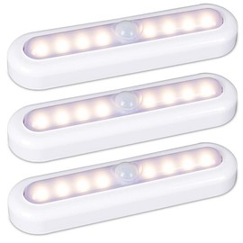 3 Pack 7” Motion Sensor Lights Indoor Battery Operated, Stick on LED Light for Closet, Stairs, under Cabinet, Cool White - Color: Warm White