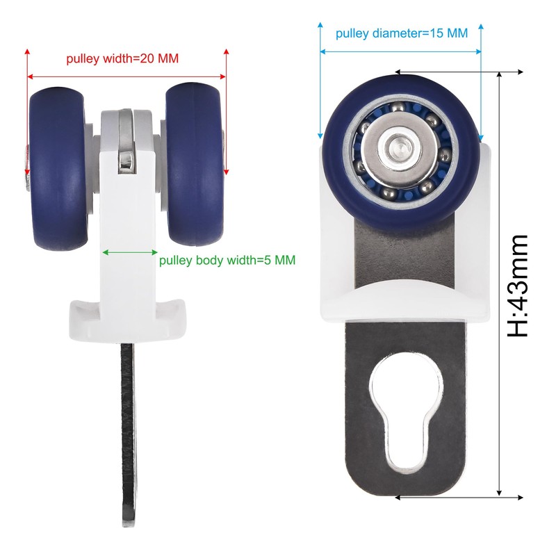 YXHOMME Curtain Track Rollers with Mute Wheel Rollers, Hooks, Pulley