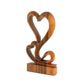 G6 Collection Wooden Handmade Abstract Sculpture Statue Handcrafted - Hearts Blossom - Gift Art Decorative Home Decor Figurine Accent Decoration Artwork Hand Carved Love Blossom