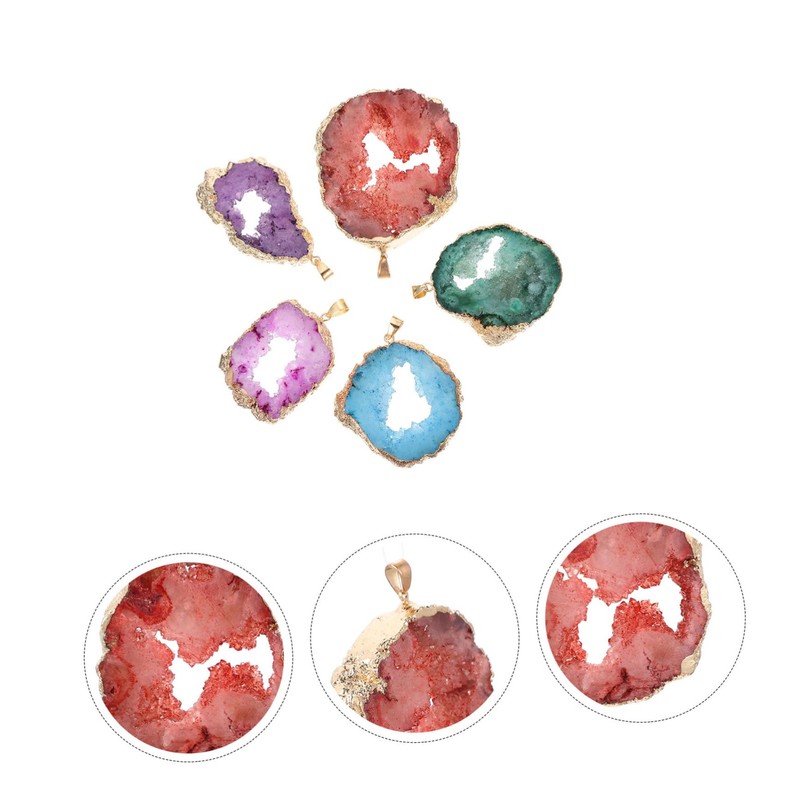 Operitacx 3sets Agate Stone Pendants Natural Decorative Charms for Diy