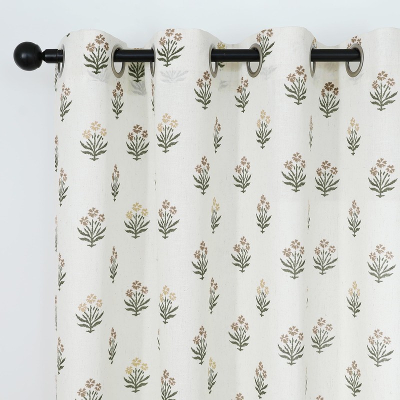 Brown Curtains 96 Inches Long 2 Panels Set,Sheer Patterned Floor