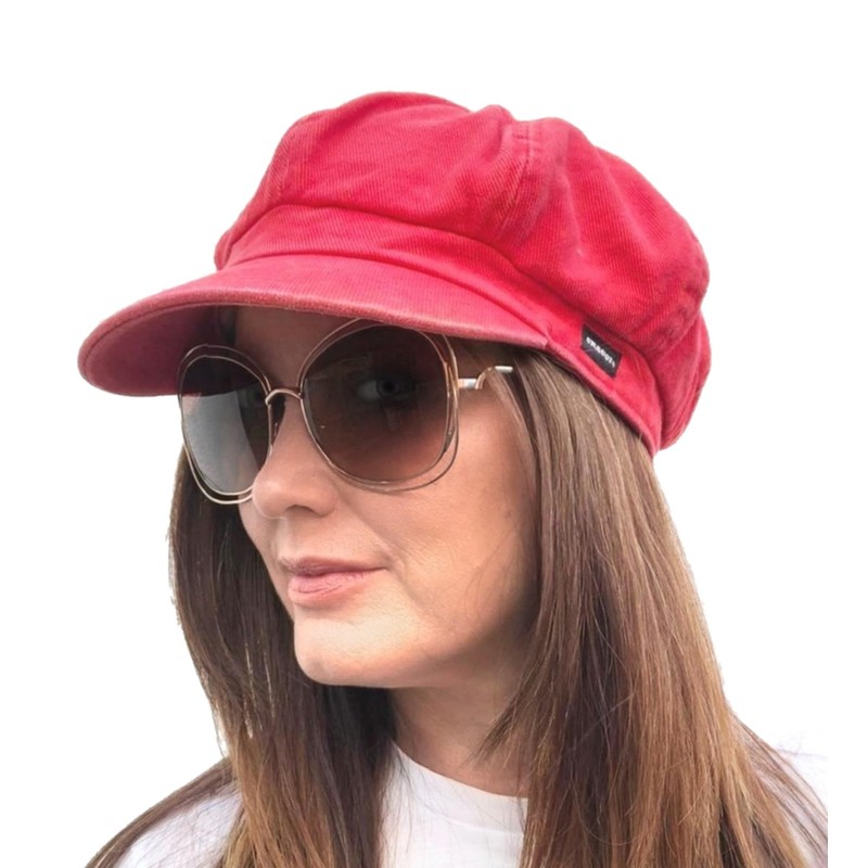 CRAGGI Bags and Accessories Women's Washed Denim Baker Boy Cap,