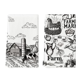 Artoid Mode Traktoren Kuh Hühner Milch Bauernhof Küchentücher Geschirrtücher, 42x65 cm Lebensmittel Dekoration Handtücher 2er Set