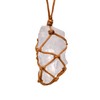 Natural Crystal White Quartz Rough Stone Reiki Healing Necklace, Brown