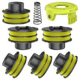 MAOZHOU Strimmer Spool Line,6 PCS Φ1.5mm 8.4m RAC119 Nylon Replacement Spools + RAC118 Spool Cover + Spring,Compatible with Ryobi RLT3525S Grass Trimmer