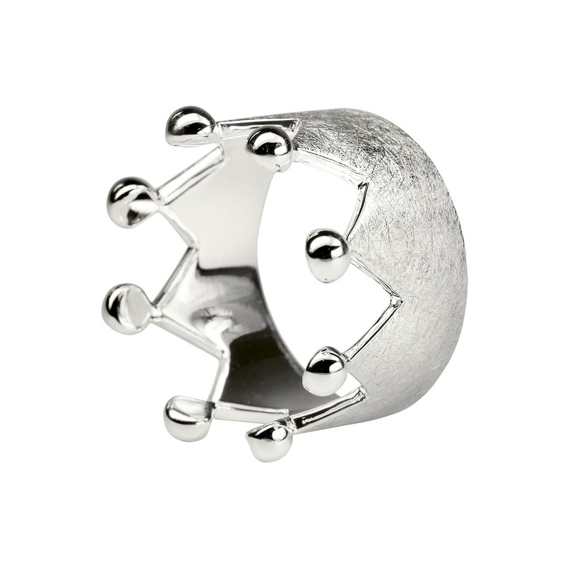 SILBERMOOS Women's Crown Ring Crown Queen Brushed Sterling Silver 925,