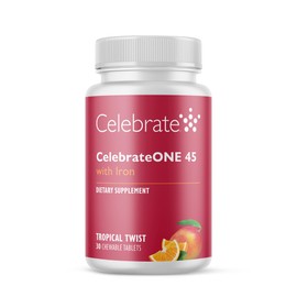 Celebrate Vitamins CelebrateONE 45 Chewables, 45mg Iron - Once Daily Bariatric Multivitamin, Essential Vitamins & Minerals - Gastric Bypass & Sleeve Gastrectomy Supplement - Tropical (30 Tablets)