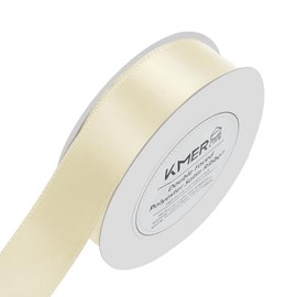 KMER LIFE 1 inch x 25 Yards Double Faced Polyester Ivory Satin Ribbon, Perfect for Gift Wrapping Very Suitable for Weddings Party Hair Bow Invitation Decorations and More