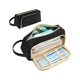 MAIXONIC Estuche para Lápices de Gran Capacidad con 4 Compartimentos, Lapicera Expandible y Organizador de Papelería, Ideal para Escuela, Oficina y Trabajo (Negro)