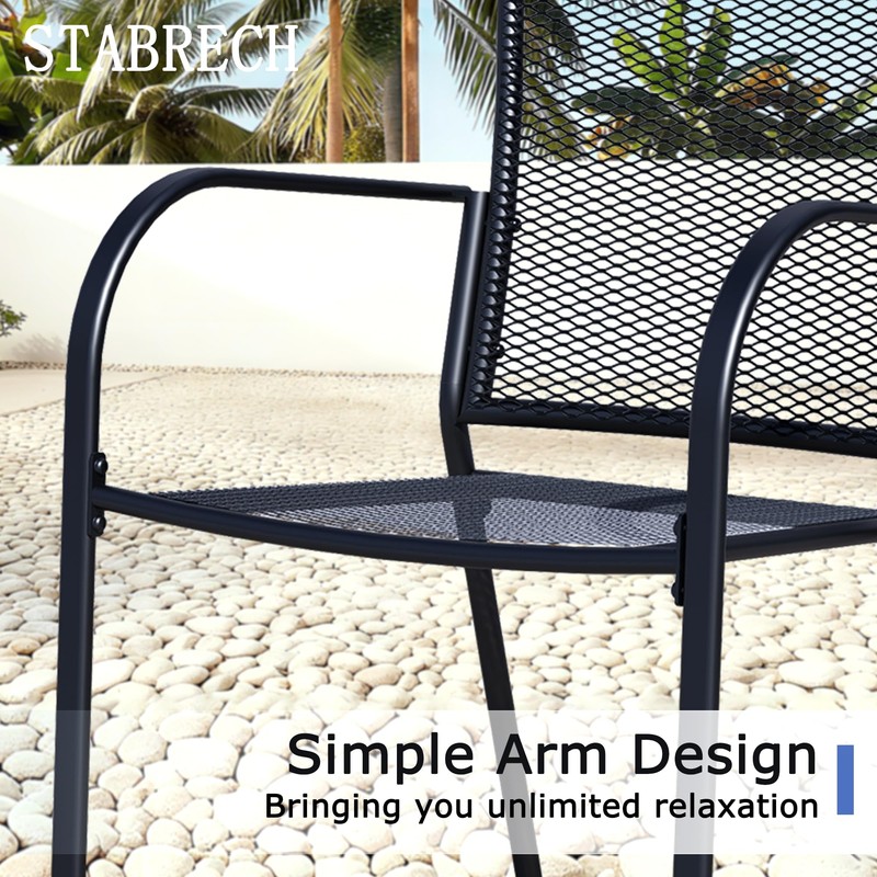 Patio Dining Chairs Set of 2, Black Stackable Outdoor Dining
