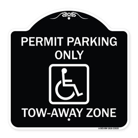 SignMission Designer Series Sign - Georgia ADA Handicapped Parking Sign Accessible Permit Parking Only, Tow-Away Zone with Symbol | Black & White 18" X 18" Heavy-Gauge Aluminum Architectural Sign