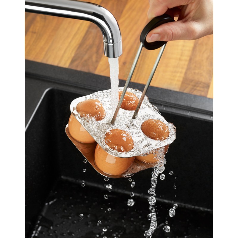 Gefu Eierhalter BRUNCH, Kochhilfe für Eier, Eierkocher manuell, Silber