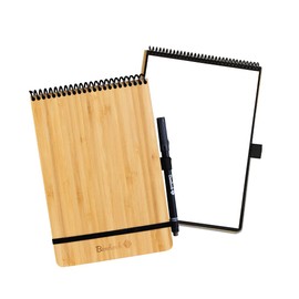BAMBOOK Notepad - Bamboo Wood Hardcover - A5 - Blank, Reusable Notebook, Notepad, Reusable Notebook