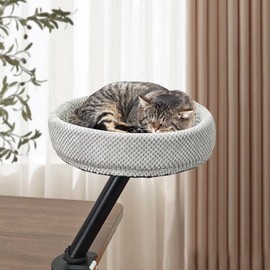 JIANWEI Cat Desk Bed - 360° Rotating Mounted Desktop Indoor Perch for Home Office, Apartment Elevated Cat Nest Office Desks and Game Tables, Island Table