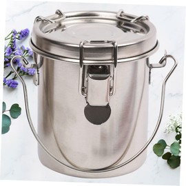 MAGICLULU Stainless Steel Brush Washing Bucket with Cover Portable Painting Wash Utensil for Art Class Outdoor Activities and Travel Small