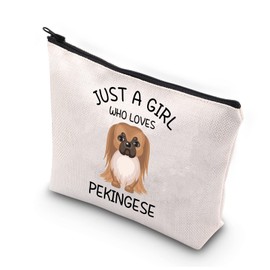 BDPWSS Pekingese Gift Pekingese Lover Gift Pekingese Dog Mom Makeup Bag Just A Girl Who Loves Pekingese Travel Pouch (Girl loves Pekingese)