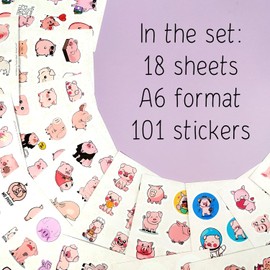 100 Pig Stickers, Pig Stickers for Drinking Bottles and Laptops, Pig Gifts for Pig Lovers, Pig Plush, Pig Key Chain, Pig Party Decorations - Pigs Stickers