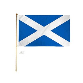 JumpingLight 5 Wood Flag Pole Kit Wall Mount Bracket 3x5 Scotland Cross Country Poly Flag - Quality Flags