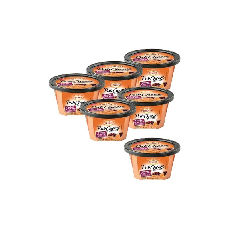 President Pub Cheese Cheddar and Port Wine, 8OZ, 6 Pack