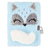 Plush Journal Notebook with Padlock Blue Fox A5 Lined