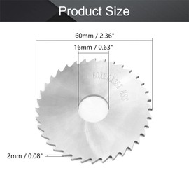Utoolmart HSS Saw Blade 60mm 36 Tooth Circular Cutting Wheel 2mm Thick with 16mm Arbor 1pcs