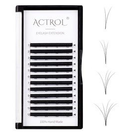 ACTROL Volume Eyelashes Extension D Curl 0.07mm 9mm Easy Fan Lashes Extension Self Fanning Eyelashes Extension volume Lashes Bloom in One Second Easy Fan Eyelashes Extension(D-0.07mm, 9mm)