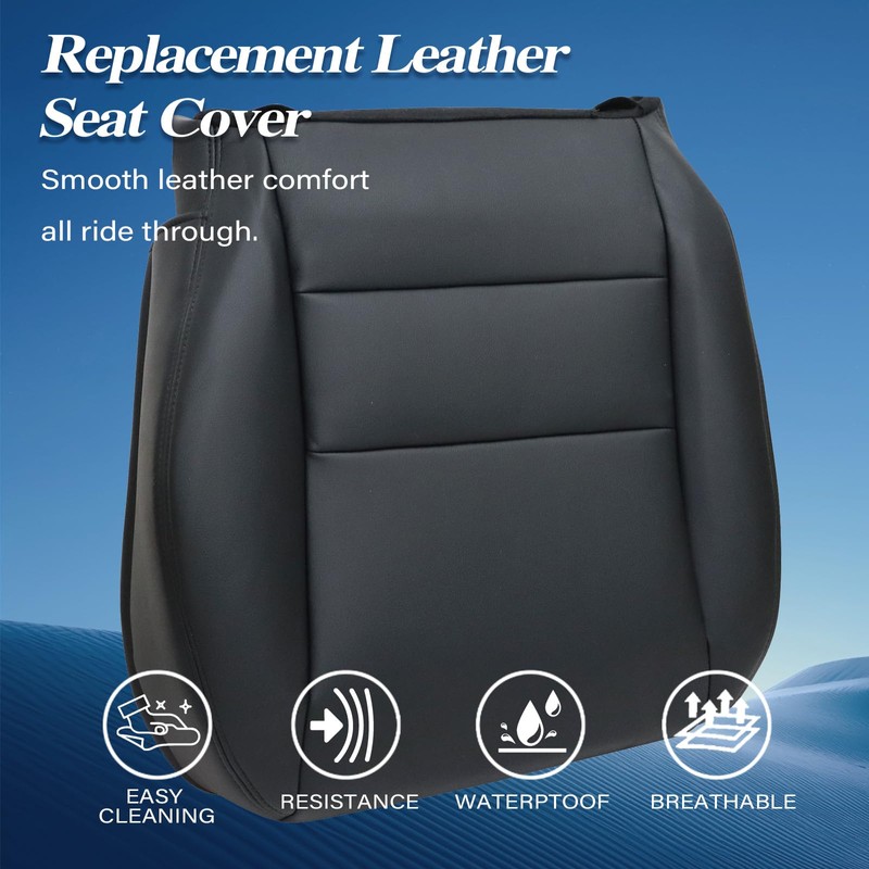 GXARTS Driver Side Bottom Replacement Leather Seat Cover Black Compatible