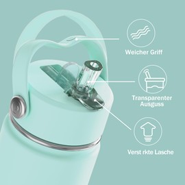 OISIZ Trinkflasche Kinder Edelstahl 420ml Trinkflasche für Kinder mit Trinkhalm thermosflasche kinder solierter wiederverwendbarer Edelstahlbecher Auslaufsichere Wasserflasche Heißes kalt halten 24hr…