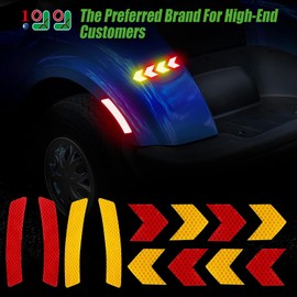 10L0L Golf Cart Front Rear Side Reflex Reflector Strips, Stick-On Sticker Decals Red Amber - Arrow