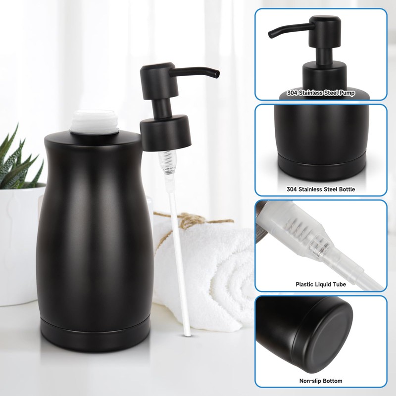 Emarful 304 Stainless Steel Soap Dispenser Modern Rust-Proof Liquid Soap
