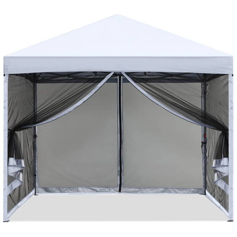 MASTERCANOPY Pop-Up Setup Outdoor Canopy with Netting Screen Walls (8x8,