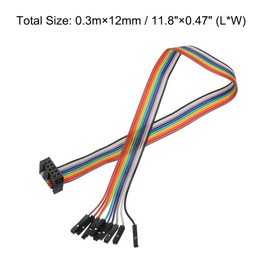 QUARKZMAN 1 Piece IDC Rainbow Cable Flat Ribbon Cable FC Female to 10P 11.8 Inch Length 2.54 mm Pitch Breadboard Jumper Cable for Electronic Projects