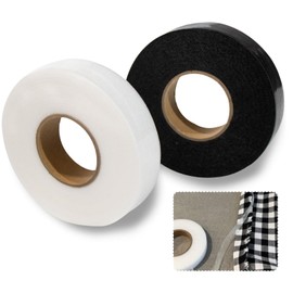 2 Rolls 140 Yards Iron On Hem Tape-Adhesive Hem Tape for Pants Jeans Curtains Dress Sewing Fabric Clothes, Fabric Tape No Sew Hemming Tape, White, Black