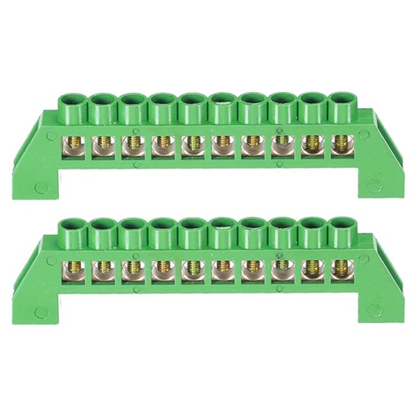 2Pcs Terminal Grounding Bar 10 Positions Brass Wire Screw Terminal