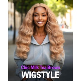 Megalook hair 6x5 Glueless Wigs Human Hair Pre Plucked Pre Cut Closure Mike Tea Brown Wigs Human Hair 220% Density Ready to Go Light Brown Body Wave Wig 22 Inch