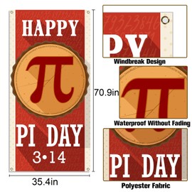 Buxiuer Happy Pi Day Door Cover Funny Mathematical Pi Day Party Decorations Math 3.14 School Classroom Office Door Decor