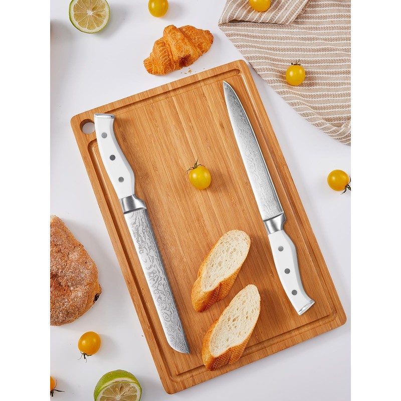 Knife Set with Block, D.Perlla 15 Pieces Kitchen Knife Set