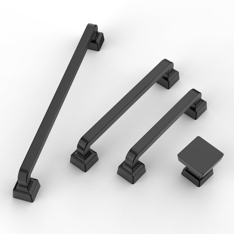 FURNIWARE Pack of 10 Furniture Knobs, Cupboard Knobs, Black Drawer