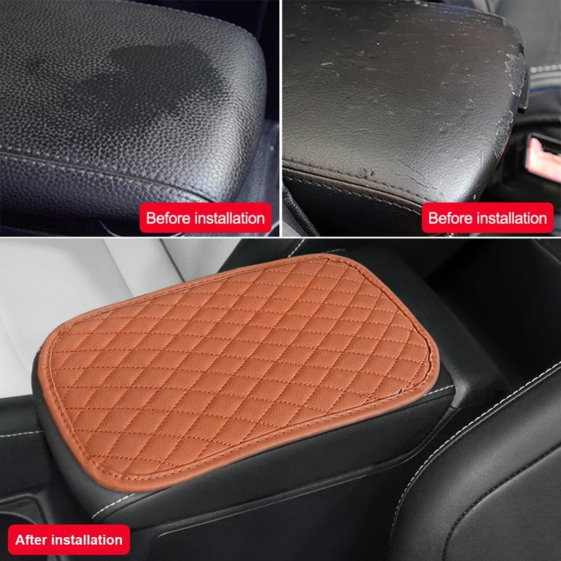 Adunsiaoto Leather Car Center Console Cover, Car Center Console Cushion