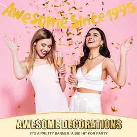 Awesome Since 1995 Gold Glitter Banner,30th Birthday and Anniversary Party Decorations for Men Women,Anniversary Supplies Gifts Ideas