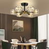 SHINELUX Modern Sputnik Chandelier, 6-Lights Crystal Semi Flush Mount Ceiling